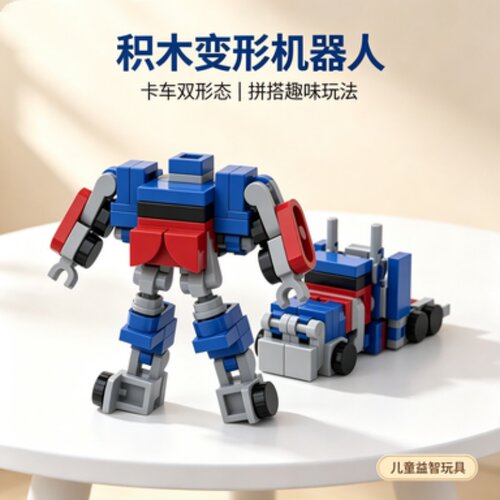 中国积木迷你擎天柱变形机器人益智拼装男孩玩具卡车机甲礼物摆件