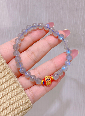 天然月光石水晶手链女路路通手串