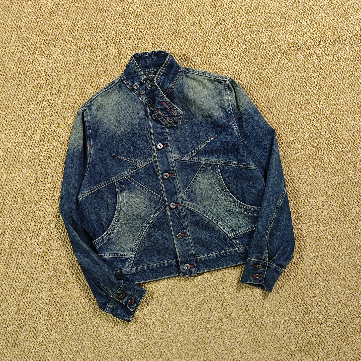 MadeXdfk个性拼接剪裁哈灵顿牛仔外套男上衣boxy短款美式复古夹克