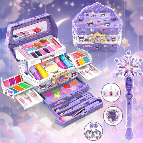 儿童化妆玩具品套装无毒女孩可水洗爱莎彩妆盒艾莎冰雪公主魔法棒