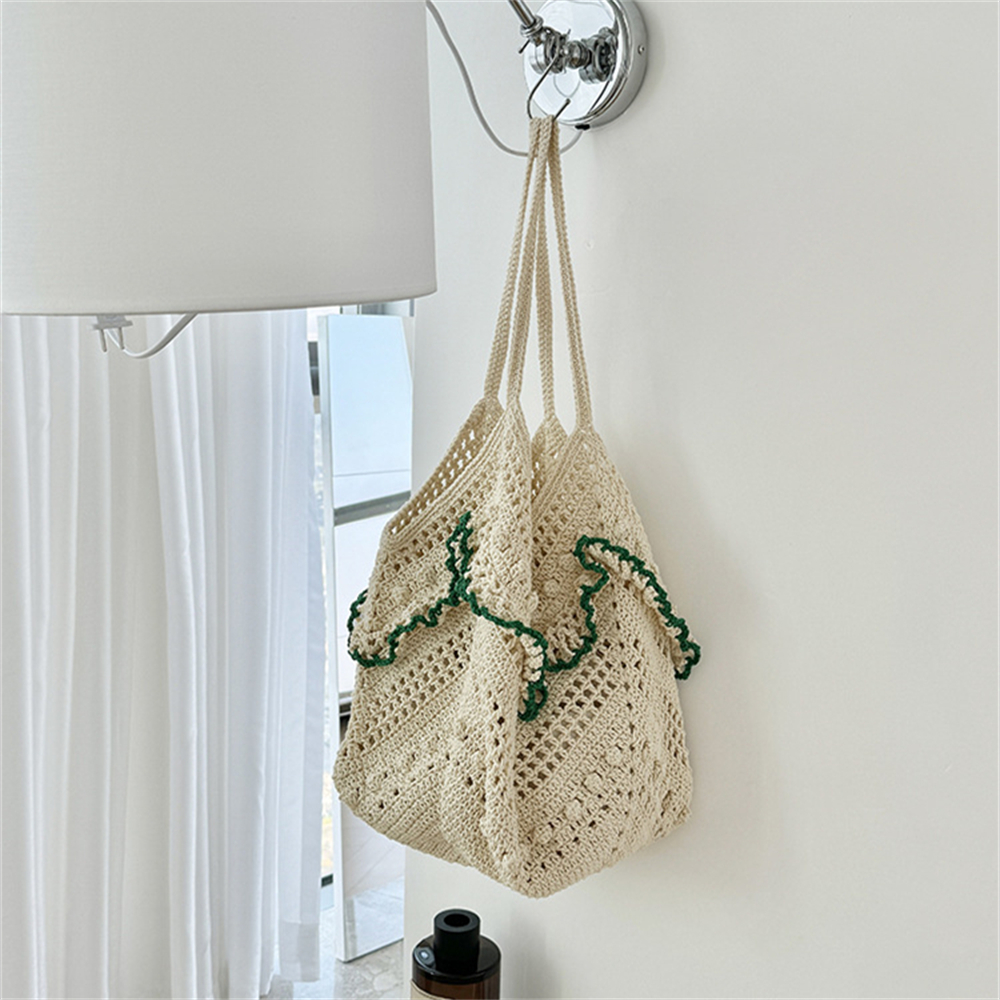 镂空森系花边单肩编织包沙滩度假