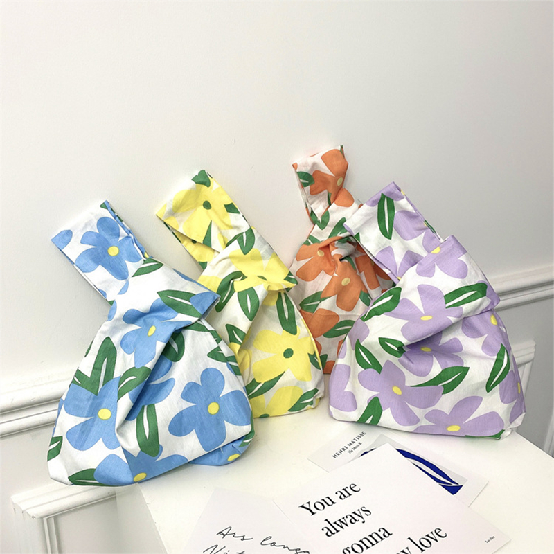 和风汉服随身花朵棉布手提小掏包