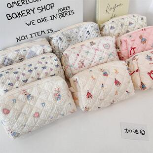 佑木包袋高颜值绗缝大容量笔袋手拿化妆包拉链长方形学生文具收纳