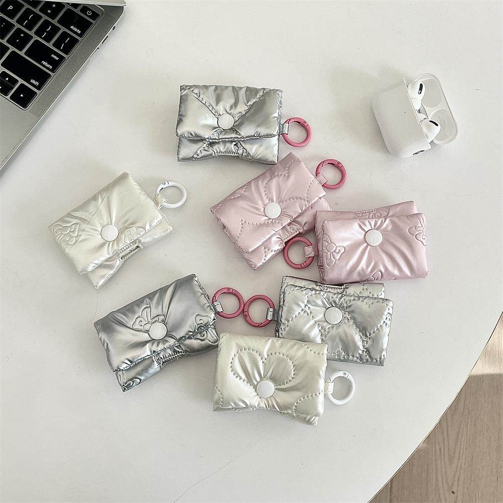 佑木包袋 韩系ins珠光蝴蝶结包包适用于苹果华为小米耳机壳收纳袋