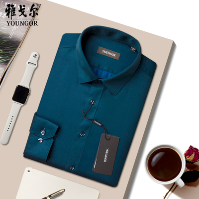 长袖衬衫雅戈尔方领休闲