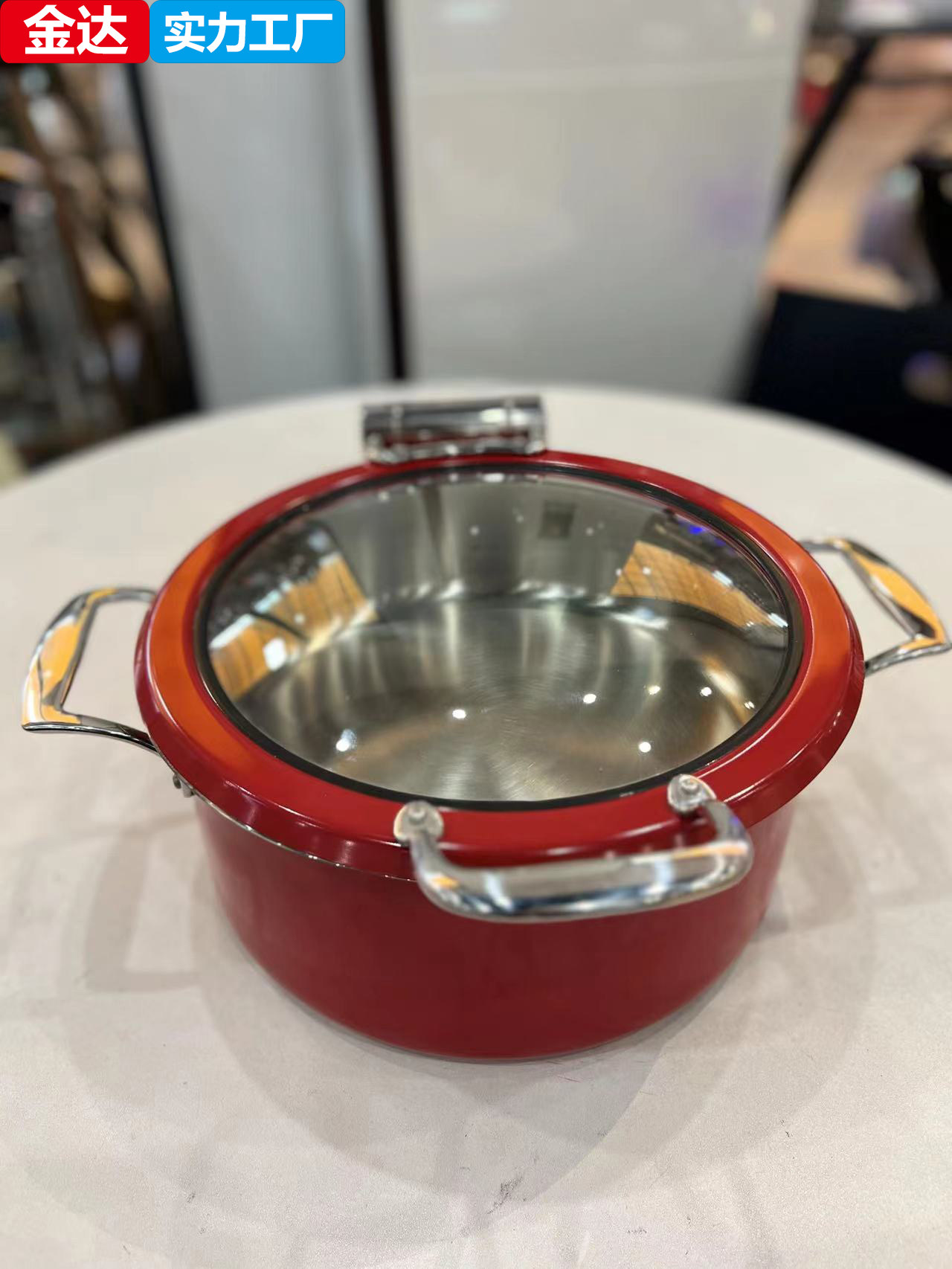 网红连锁酒店同款彩色三层钢暖菜锅酒店自助餐保温锅自助餐炉加热