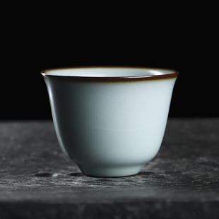 茶养开片铁胎天青汝窑铃铛杯 凝香阁 冰裂釉茶具茶杯陶瓷主人单杯