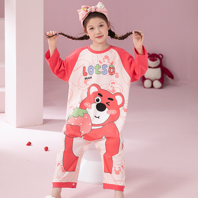 新款儿童连体衣春秋季男宝宝家居空调服女孩纯棉长袖女童睡衣夏装