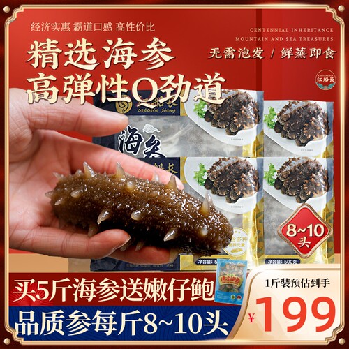 江船长海参鲜活刺参非单个辽刺参送礼干货旗舰店海生500g袋装