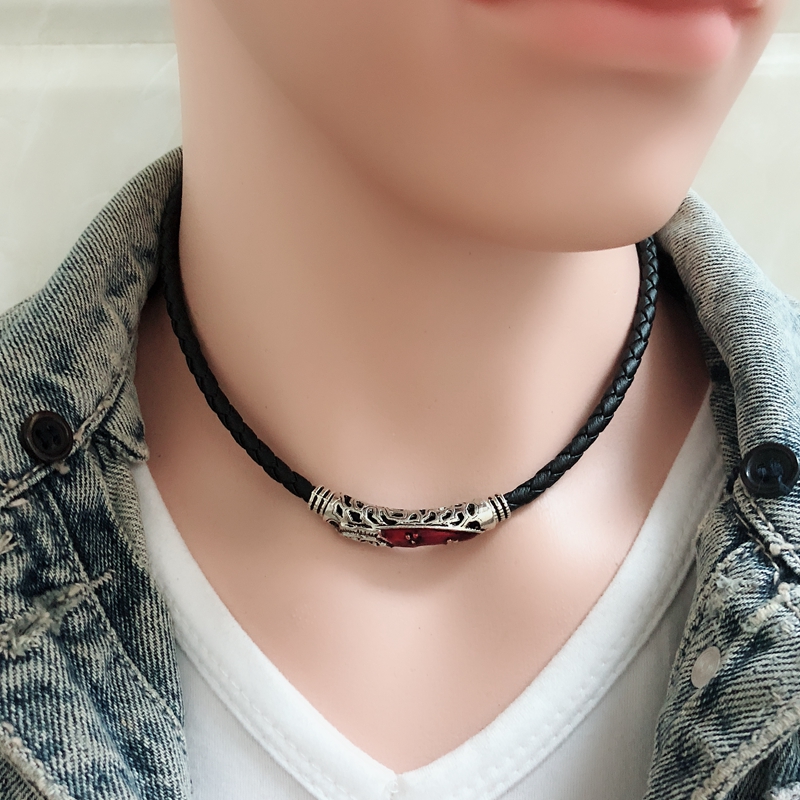 项链男潮 韩版嘻哈男生锁骨链兄弟潮人男款网红颈链黑绳健身挂饰