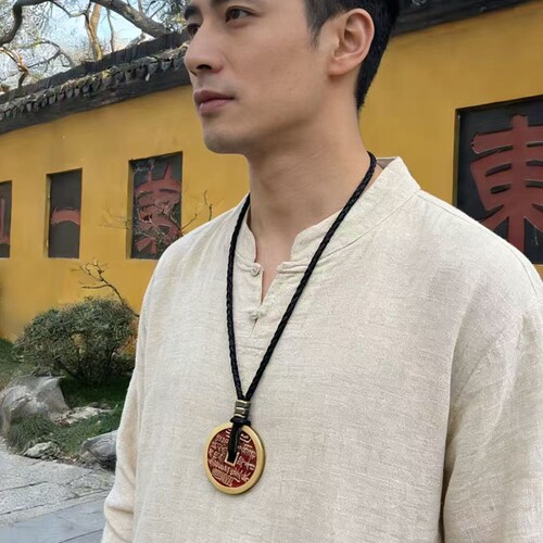 男士山鬼花钱项链吊坠绳