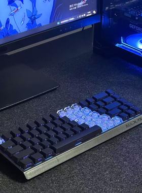 双拼黑色侧刻透光键帽 原厂高度透光pbt侧刻键帽适配机械磁轴键盘