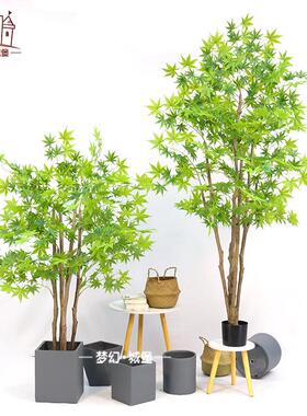 仿真枫树盆栽室内商场橱窗装饰盆景摆件绿枫仿真植物落地塑料假树