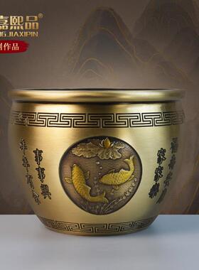 全铜百福铜缸米缸聚宝盆摆件客厅家居装饰品大铜盆存钱罐铜工艺品