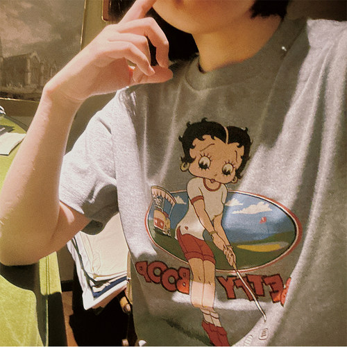 重磅贝蒂高尔夫宽松纯棉bf风短袖