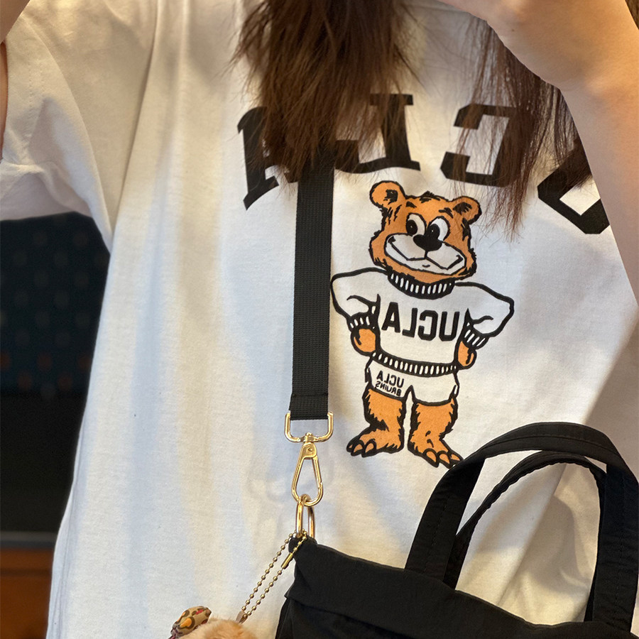 韩版chic小熊印花宽松夏季T恤