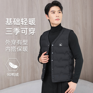 新款冬季羽绒马甲男士大码保暖背心中老年内穿轻薄马夹羽绒服内胆