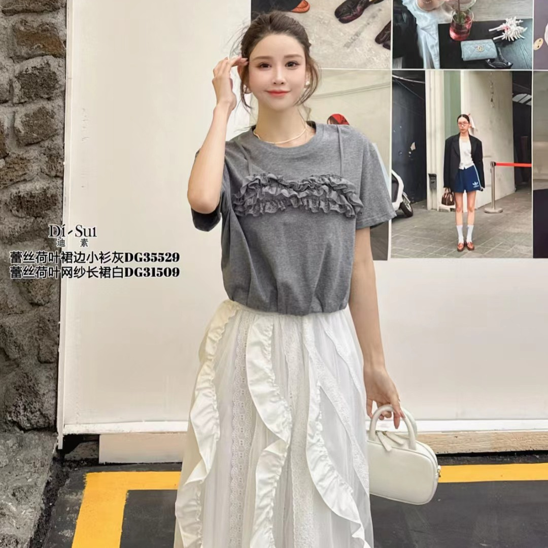 现货特价DI-SUI欧洲站2025新款韩版简约百搭显瘦T恤宽松印花35529