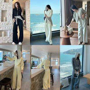 COM欧洲站2025春夏新款 套装 欧货长袖 直筒休闲裤 女 外套