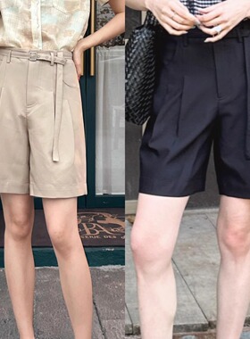现货特价DI-SUI通勤2025夏新款直筒短裤女黑色时尚休闲裤潮36560