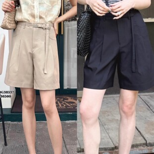 休闲裤 SUI通勤2025夏新款 女黑色时尚 潮36560 直筒短裤 现货特价