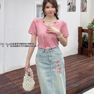 2024年Di 显瘦纯色短袖 sui夏季 简约风短款 T恤26628 新款 现货特价