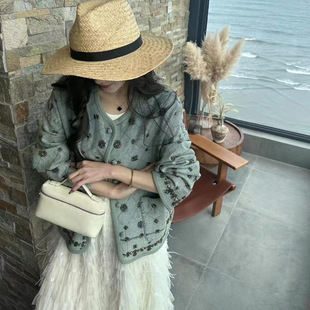 重工复古钉珠花朵外套21078 COM设计师款 高货2025春夏新款