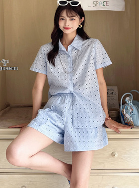 现货特价DI-SUI女装2025春季新款35611韩版波点衬衫两件套女套装