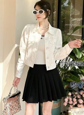 现货特价2024年Di-sui夏新款38090刺绣洗水牛仔短外套粉色