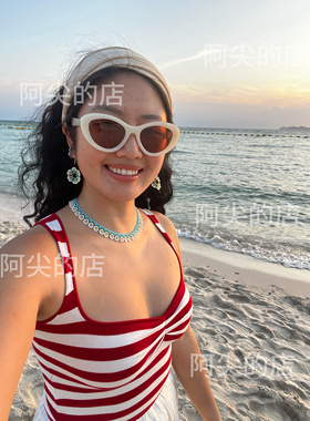 阿尖的店哥伦比亚串珠项链海岛度假小众时尚（金色米珠）