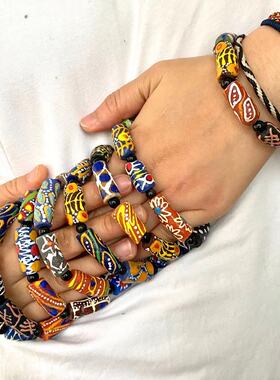 阿尖同款加纳手工手串琉璃彩色手绘波西米亚嬉皮小众风