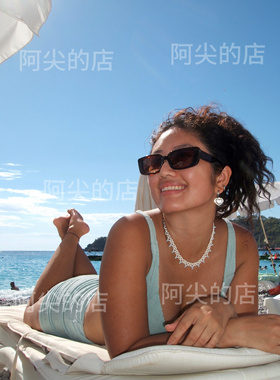 阿尖同款蓝白蓝白米珠项链哥伦比亚风小众（蓝白米珠）