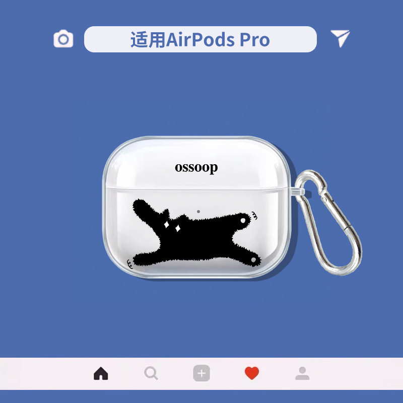 azeyao黑猫适用苹果Airpodspro2无线耳机软壳保护套华强北五代/四代/六代透明对灯AirPods3代开盖耳机套