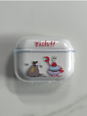 azeyao工作室动漫海绵宝宝蟹老板对灯适用苹果Airpods2pro3代软壳保护套AirPods4对灯耳机套Pro2四代五代透明