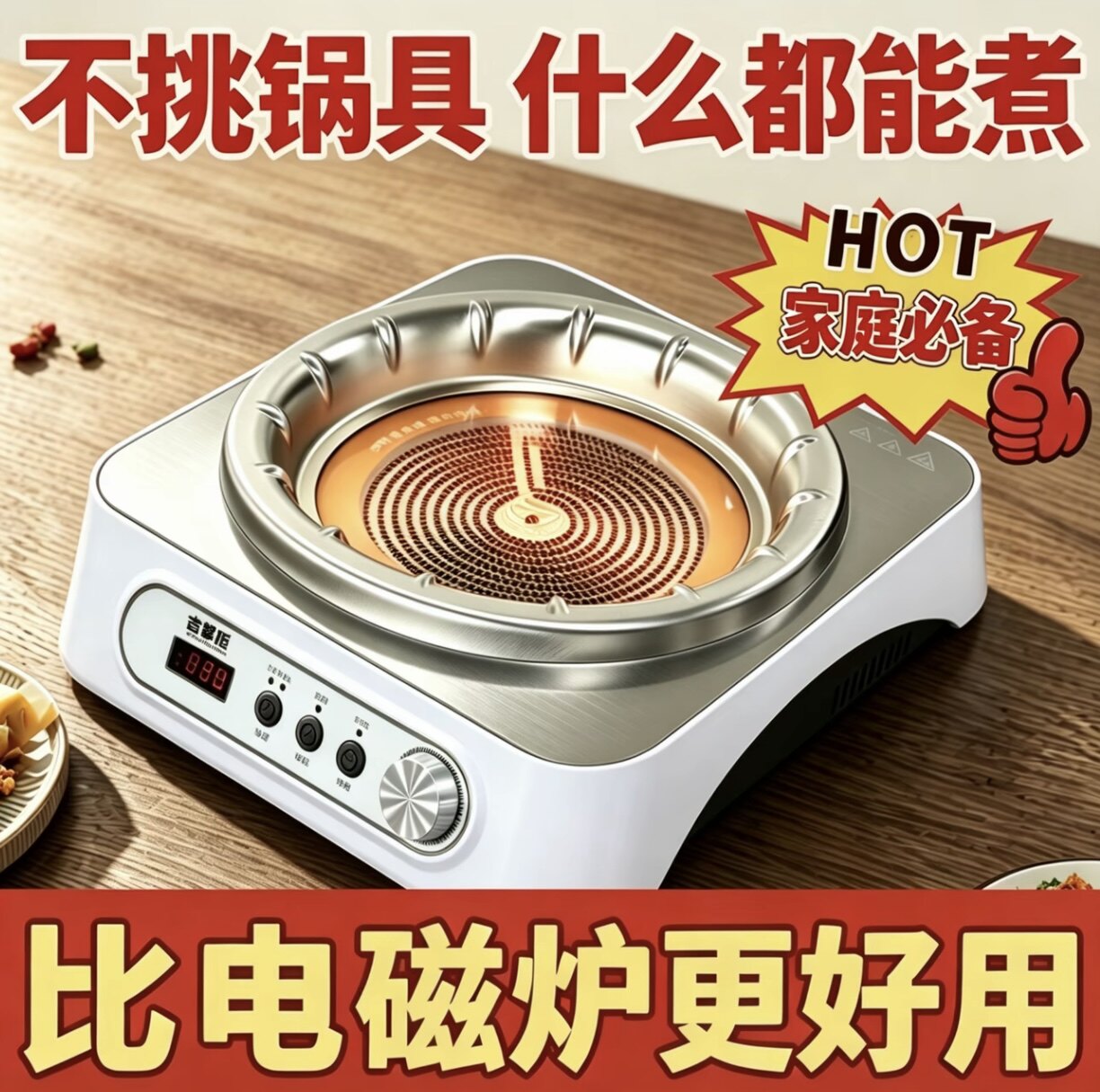 2026年新款多功能2500w烹饪不挑锅防水凹面电陶炉厨房火锅家用