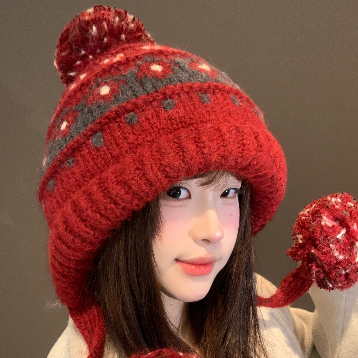 毛线针织帽子女冬季加厚保暖防寒