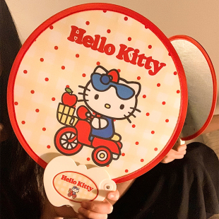 加大版 可爱kitty猫反光板扇子女夏便携随身拍照可折叠团扇小圆扇