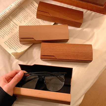 ins复古木纹眼镜盒抗压防摔便携高级感墨镜女学生近视眼镜盒子男