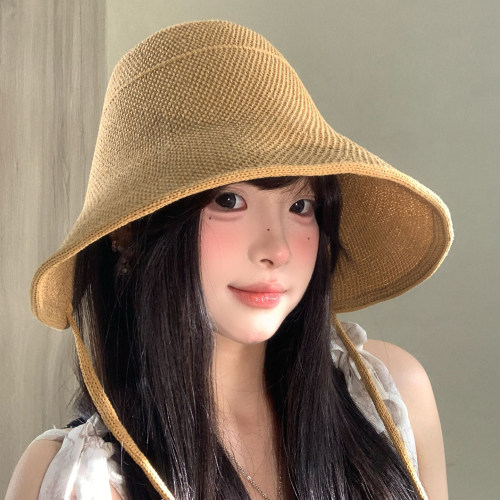 苏晓彤同款棉麻大帽檐渔夫帽