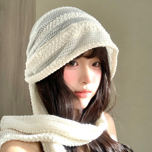 复古文艺系带包头帽女镂空透气