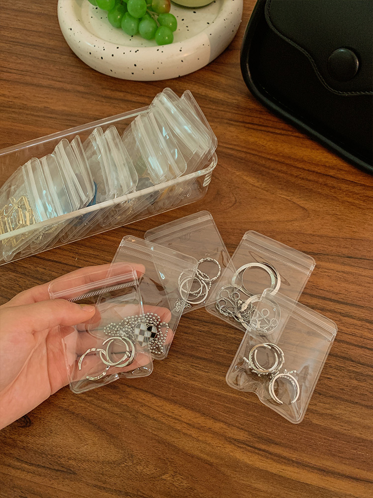 防氧化首饰盒耳环耳钉项链饰品盒子小便携耳饰戒指收纳袋神器透明