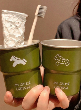 复古小马不锈钢漱口杯情侣家用刷牙杯子学生宿舍洗漱杯女牙具牙缸