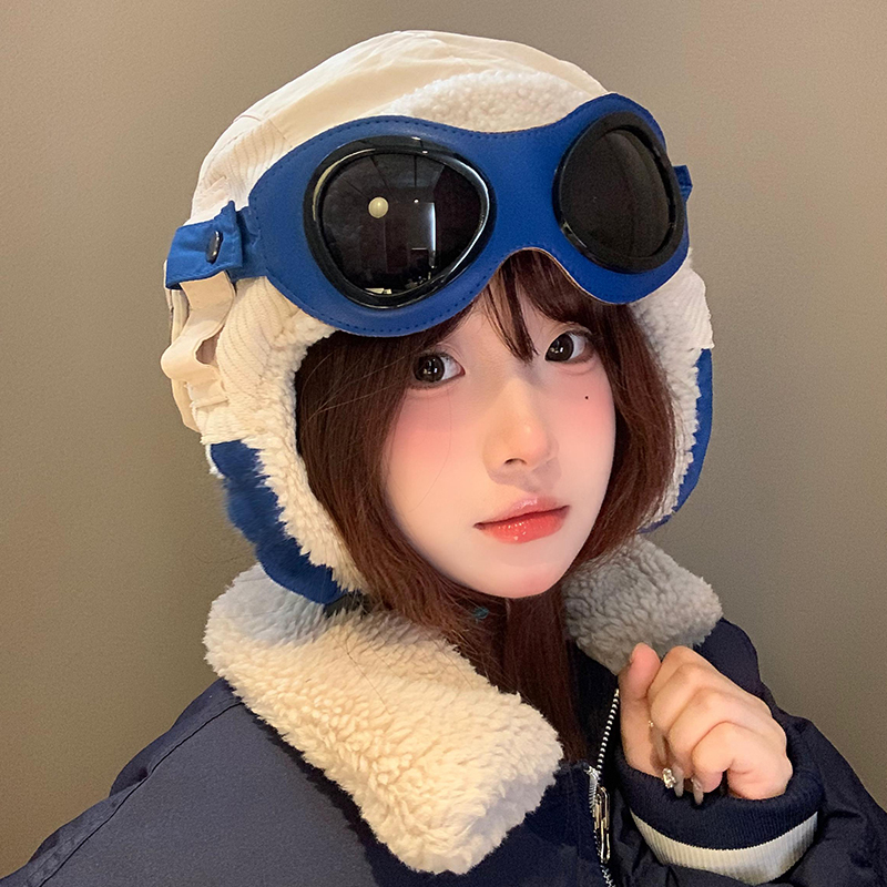 小众飞行帽子女冬季眼镜雷锋帽