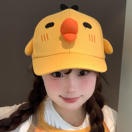 可爱搞怪红唇小黄鸡棒球帽女显脸小大头围宽檐鸭舌帽子2026新款潮