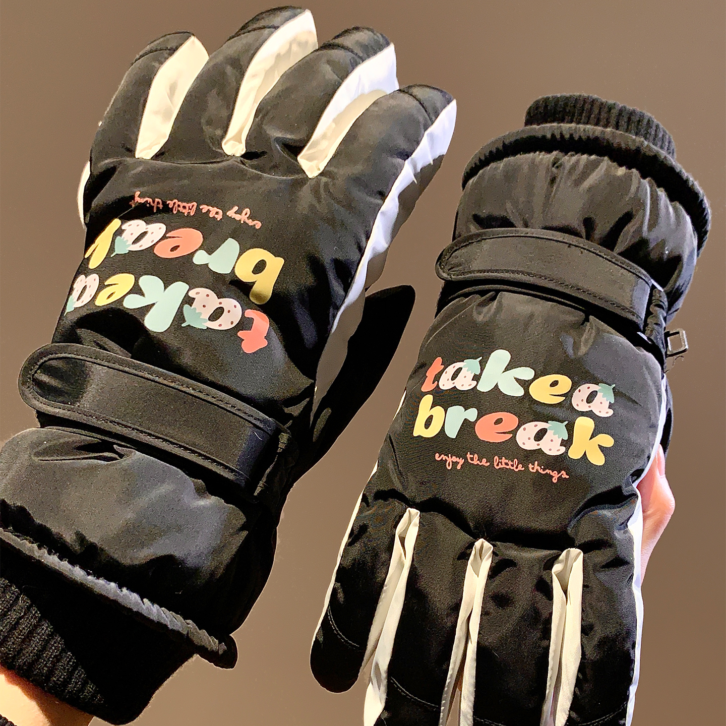 2025新款甜美骑行手套女冬季加厚保暖骑车可触屏防寒防风滑雪防水