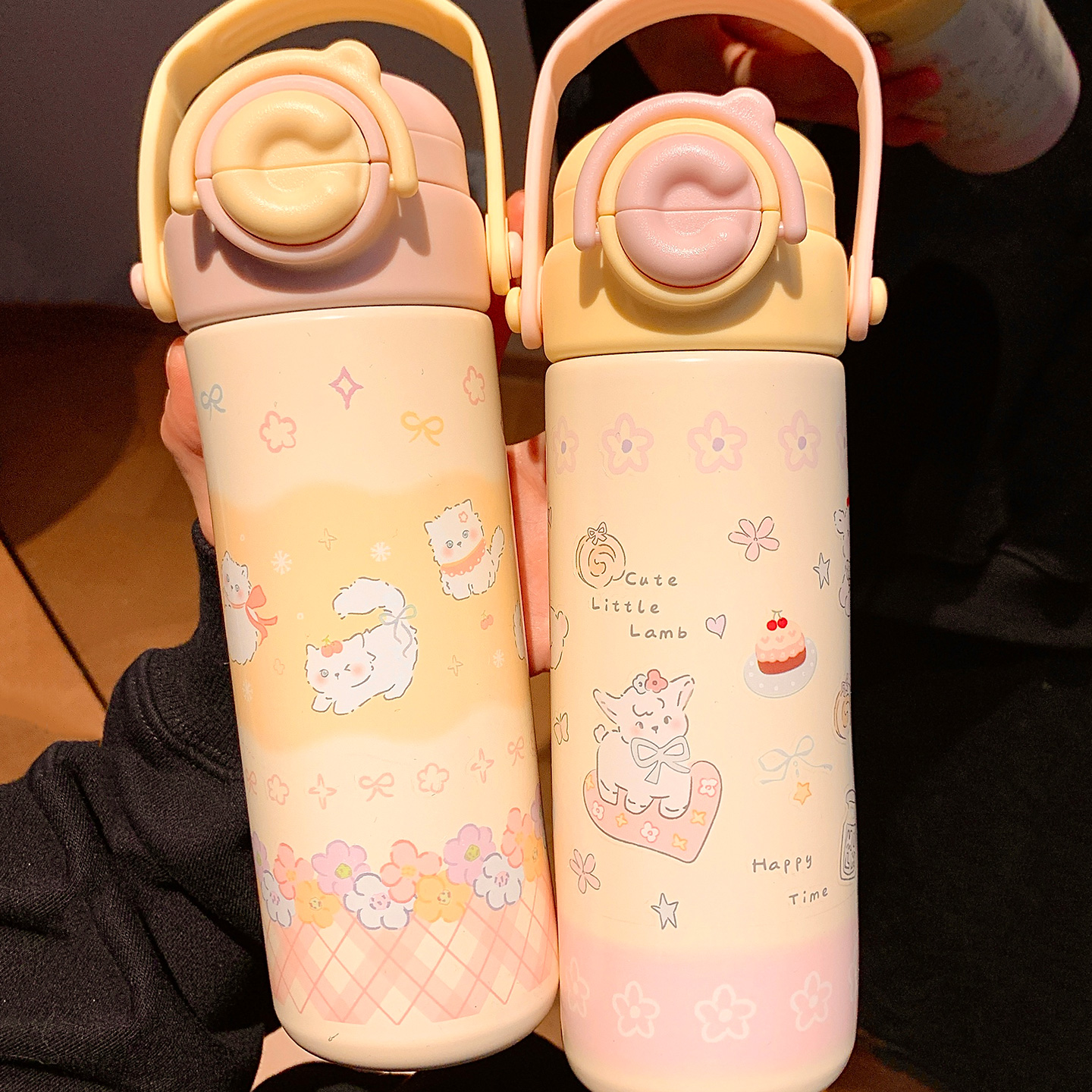 少女心高颜值保温杯女生吸管水杯