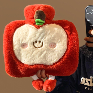 可爱苹果可插手注水热水袋加厚暖水袋女冬学生暖手暖宝宝大号被窝