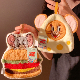 可爱猫和老鼠挂式 擦手巾超强吸水加厚毛巾厨房抹布卫生间速干手帕