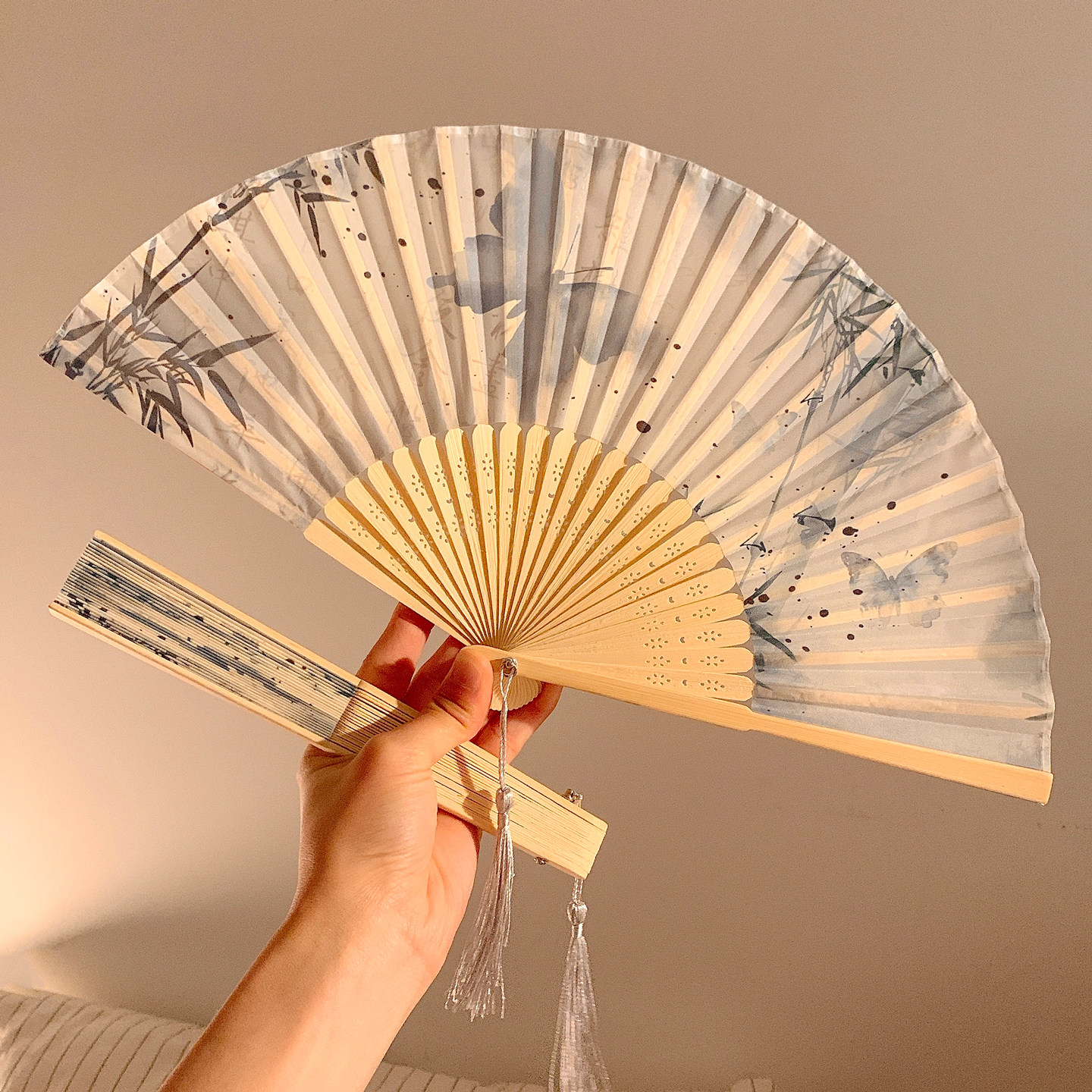 水墨丹青蝴蝶折叠扇子女夏季