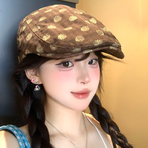 韩系复古波点前进帽薄款透气百搭